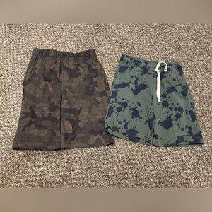 Youth Camouflage and Splatter Print Shorts Set